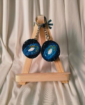 Galaxy Moon Keychain Pair