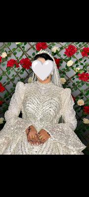 White beaded wedding dress
