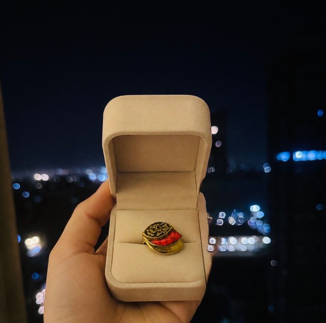 Gold Tone Ring Red Stone