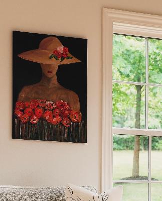 Woman with Red Flowers Canvas