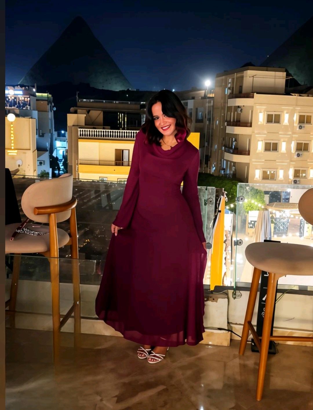 Maroon Long-Sleeve Dress