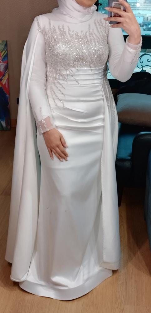 White Sequin Evening Gown