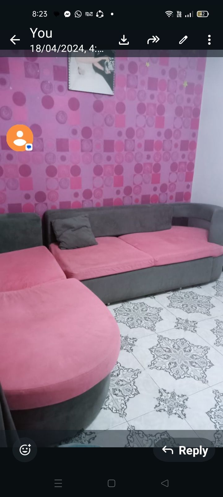 Pink & Gray Corner Sofa