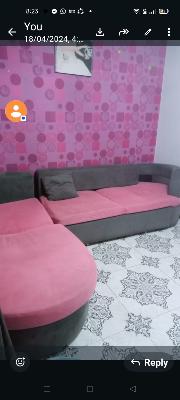 Pink & Gray Corner Sofa