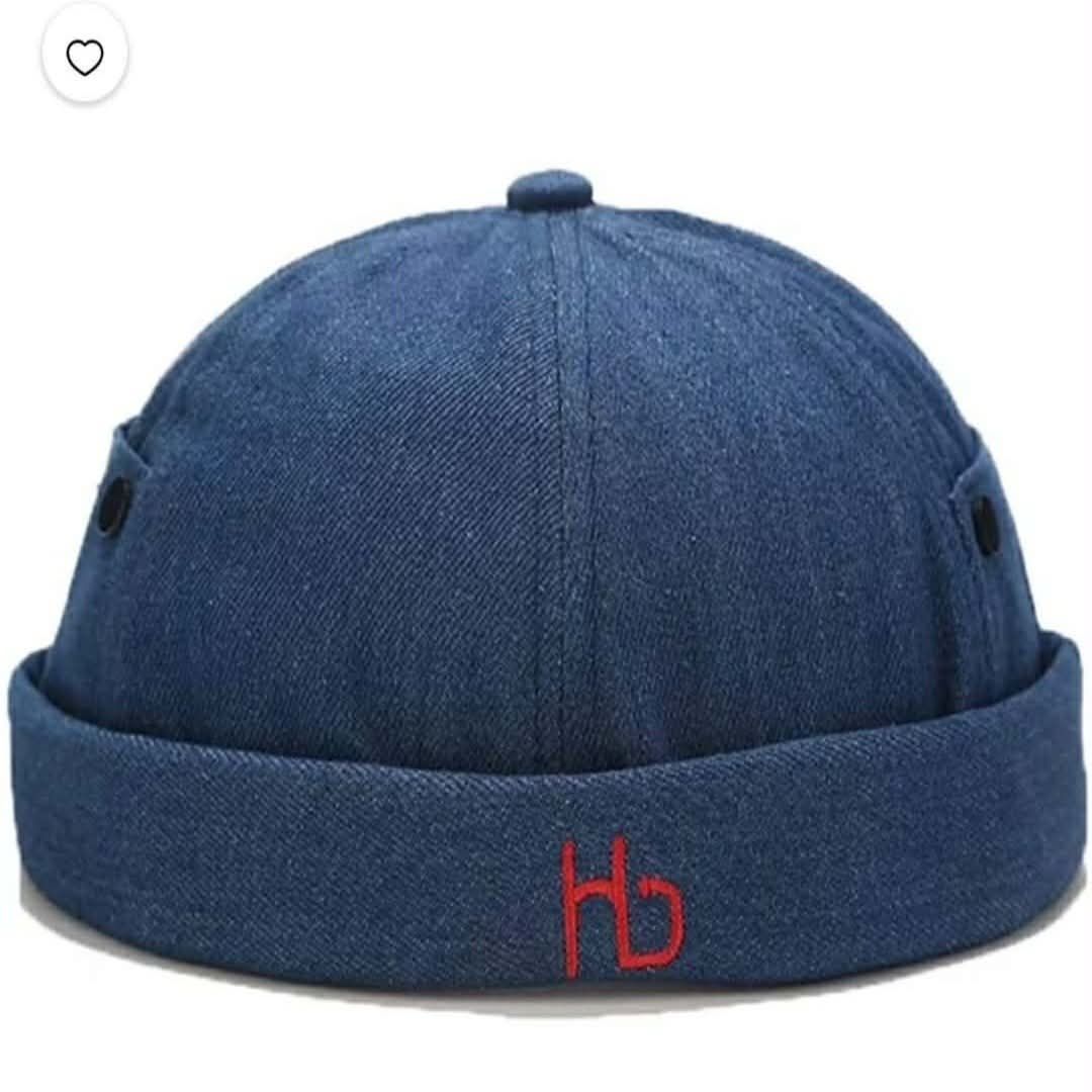 Blue Docker Hat with Red Logo