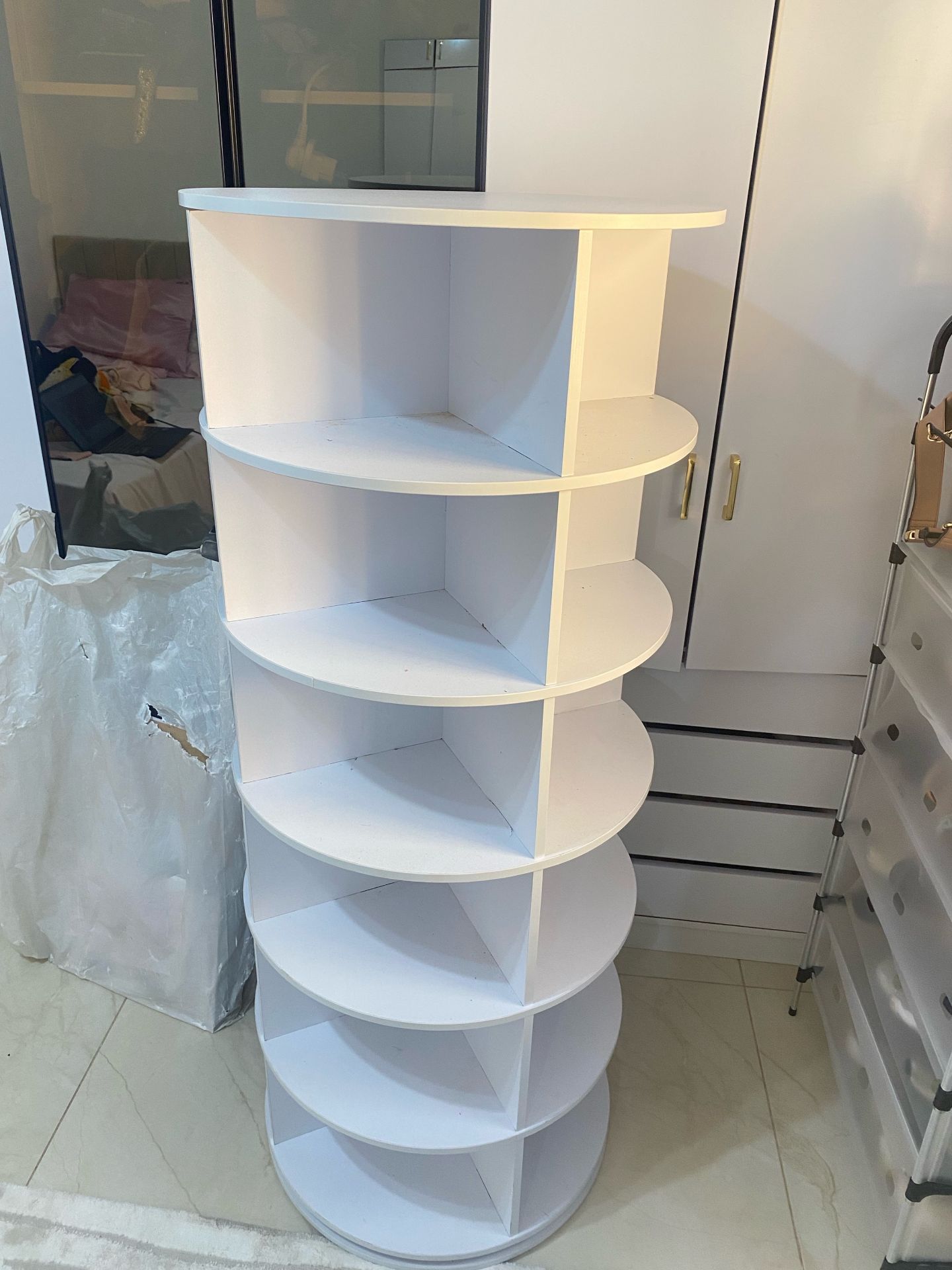 White Rotating Shoe Rack