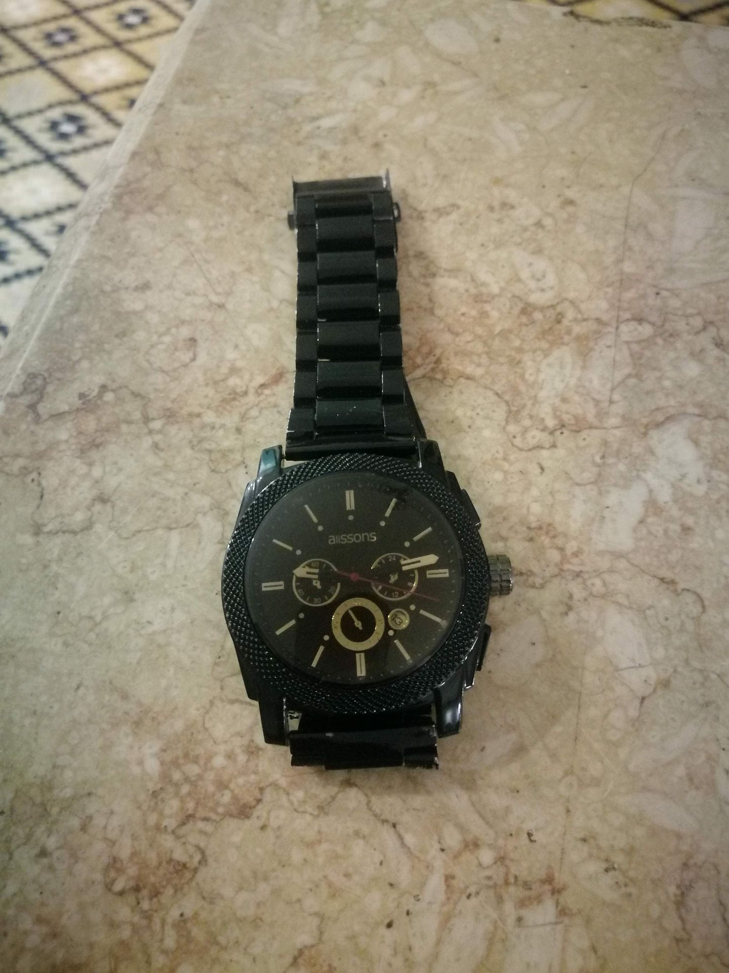 Alssons Black Chronograph Watch