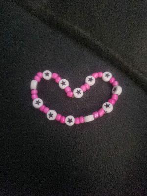 Beaded Bracelet Pink & White