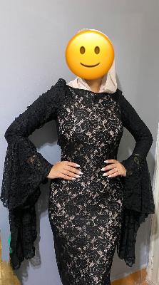 Black Lace Dress with Bell Sleeves