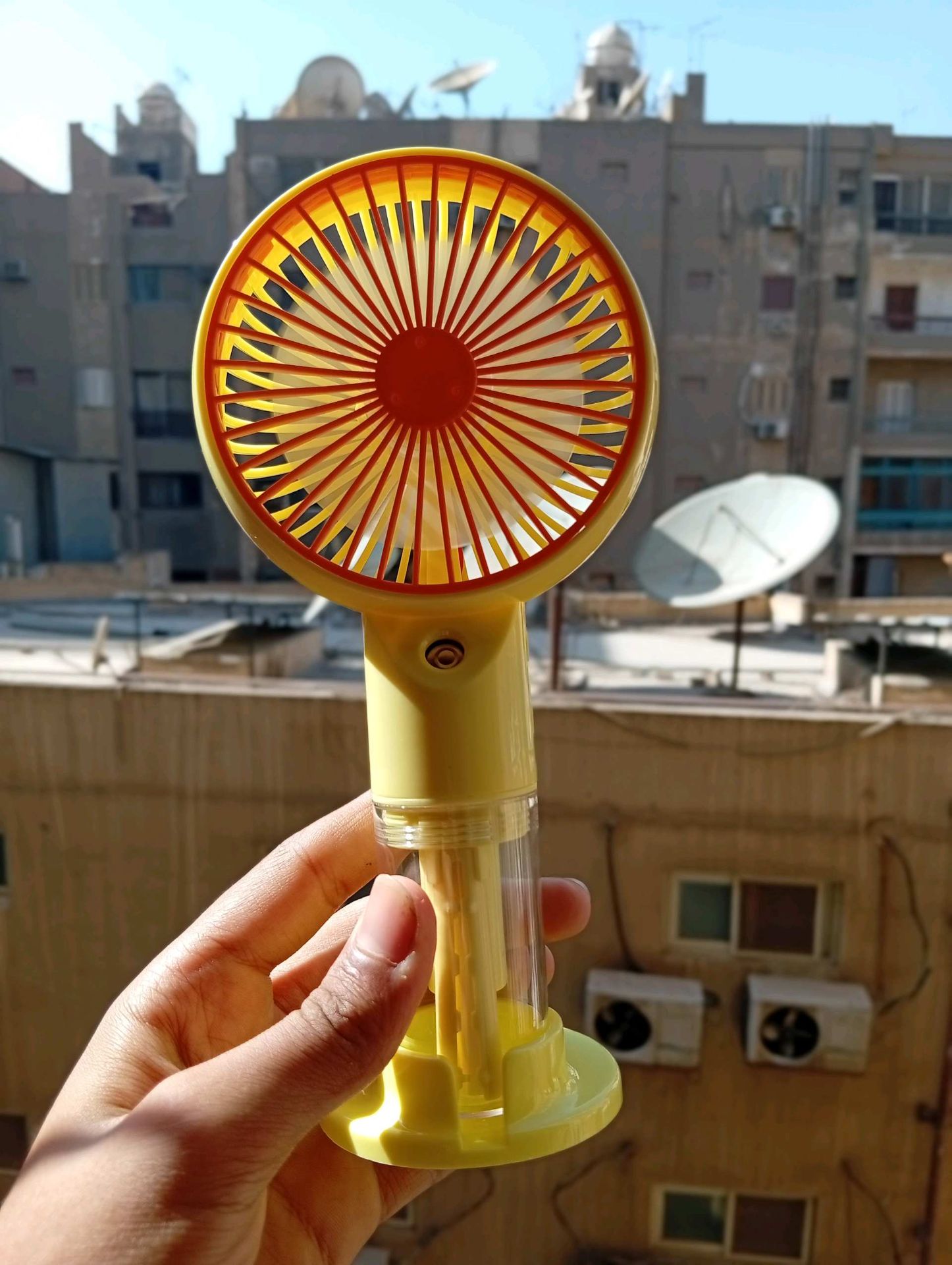 Portable Hand Fan Red & Yellow