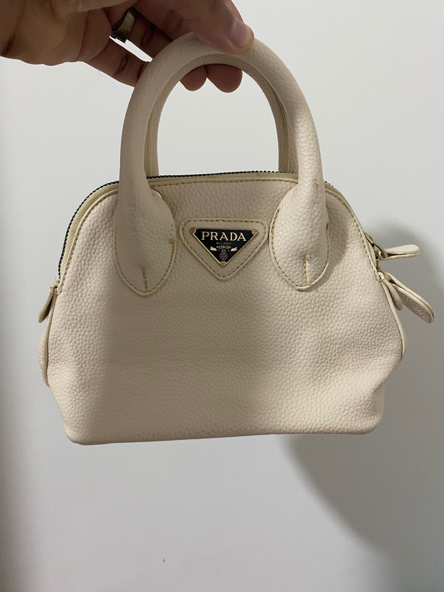 Prada Cream Leather Handbag