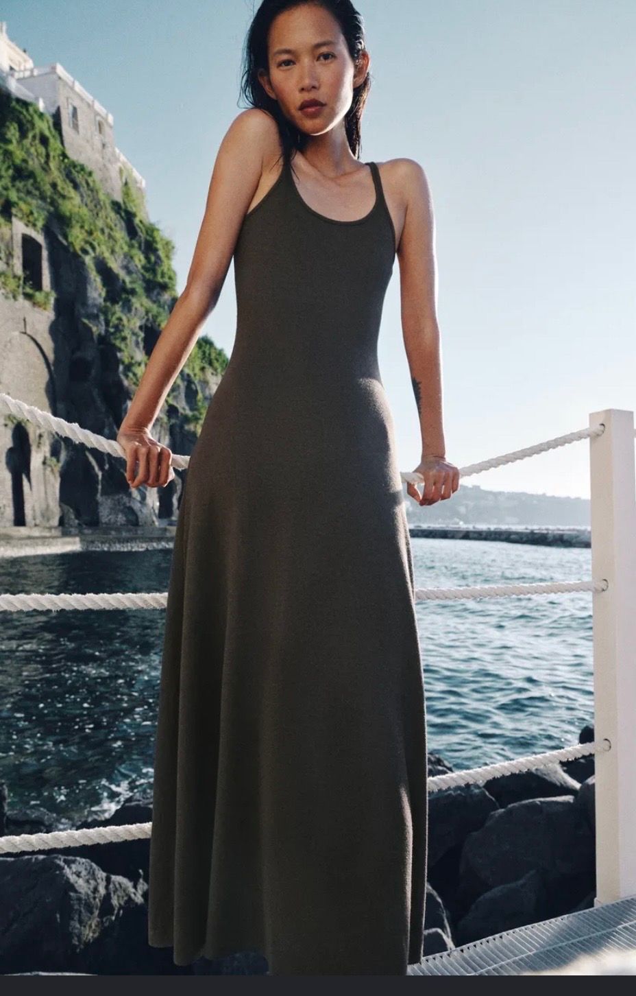 olive Sleeveless Maxi Dress or