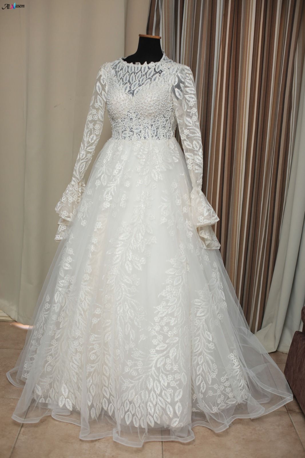 White lace wedding dress