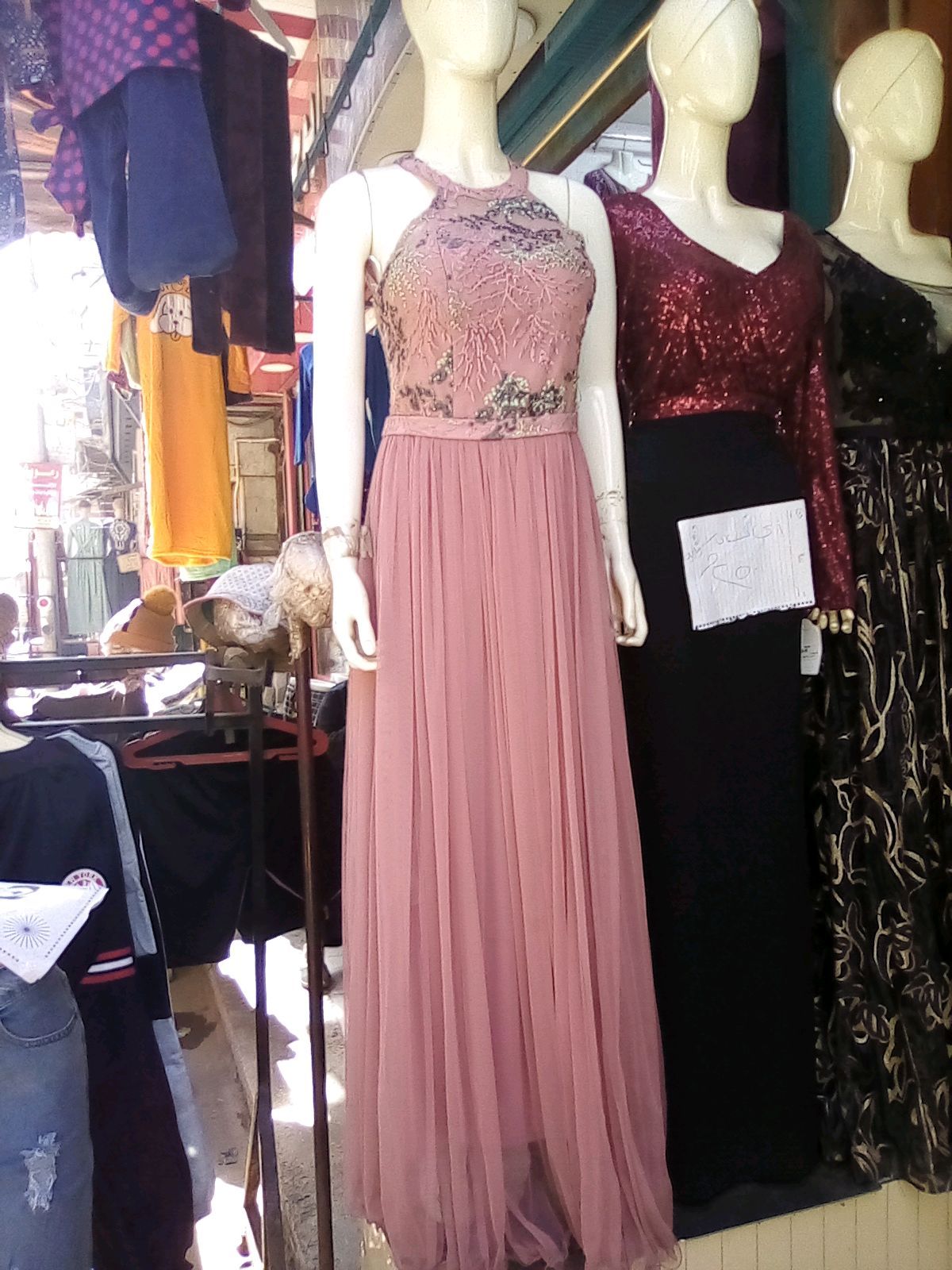 Pink Embroidered Evening Dress
