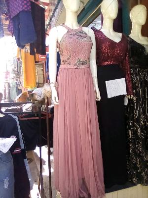 Pink Embroidered Evening Dress
