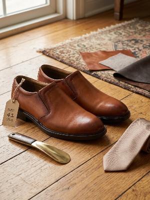 Brown Leather Slip-On Shoes