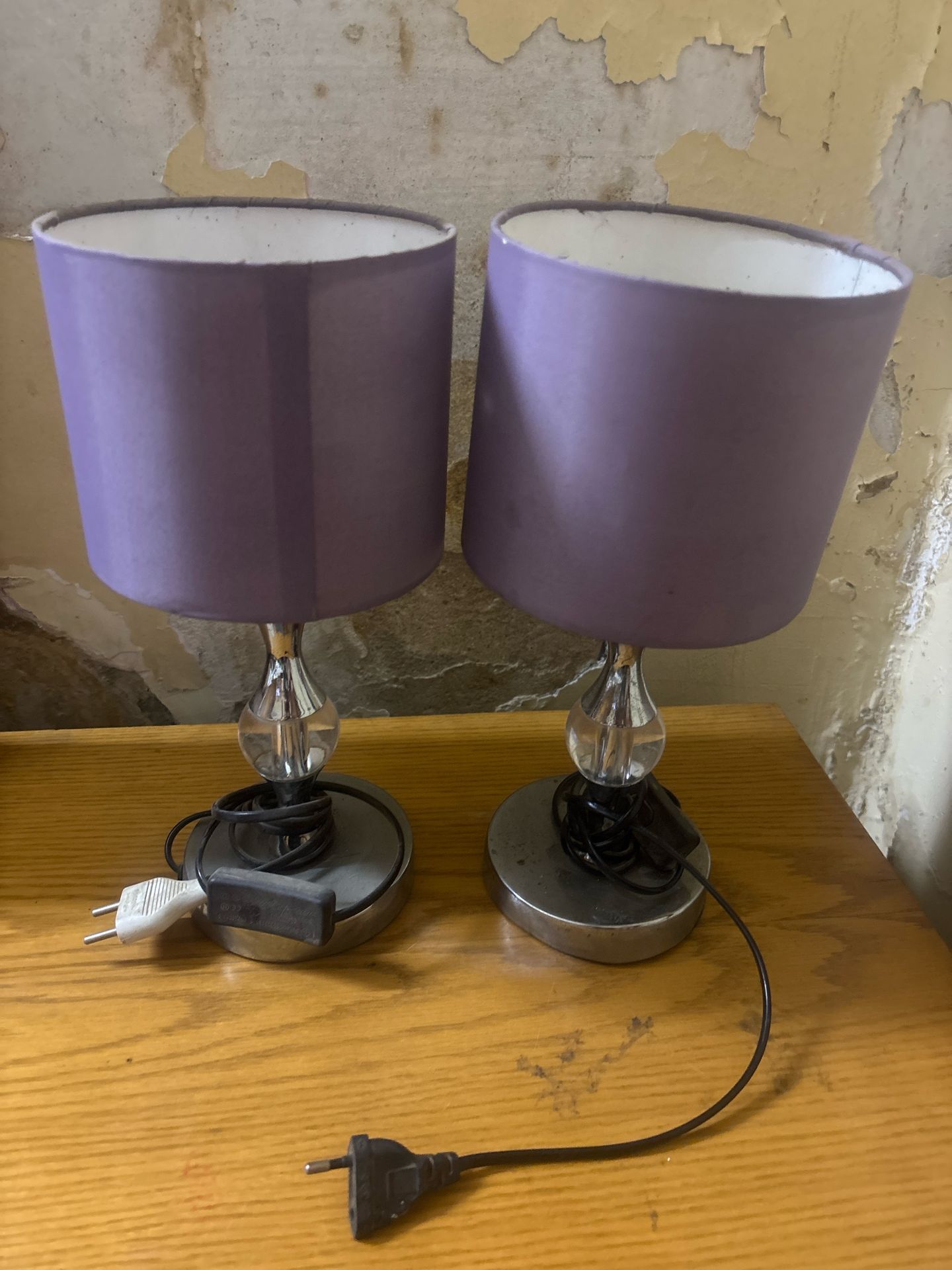 Purple Bedside Lamps Set of 2