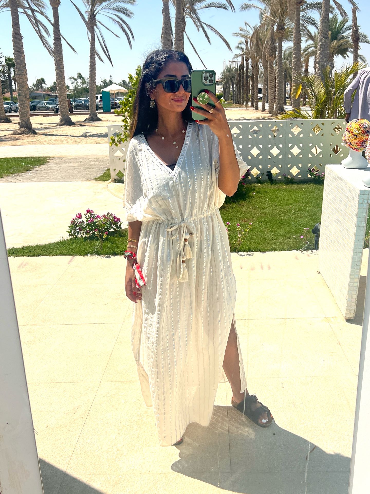 White Textured Wrap Dress