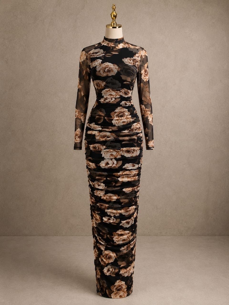 Floral Ruched Maxi Dress