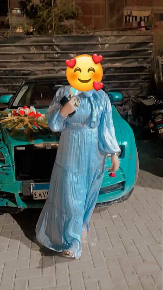 فستان سهرة طويل بيبي بلو وسلفر