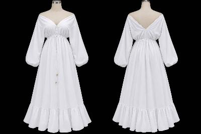 White Puff Sleeve Maxi Dress