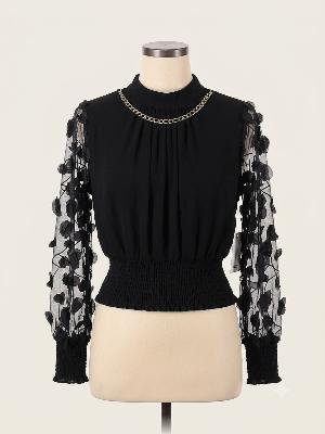 Sheer Sleeve Cropped Top