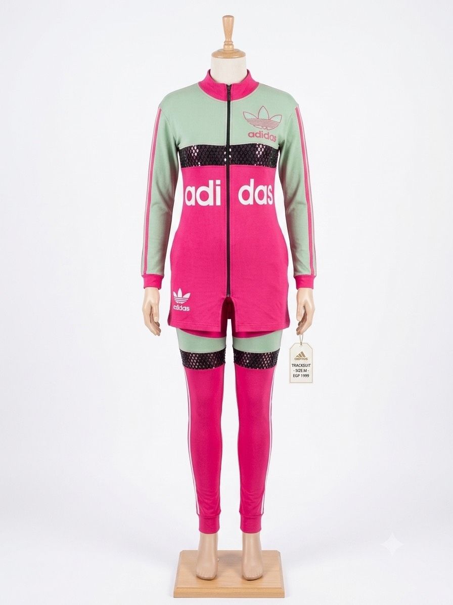 Adidas Tracksuit Pink Green M