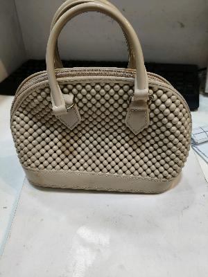 Beaded Dome Handbag Cream