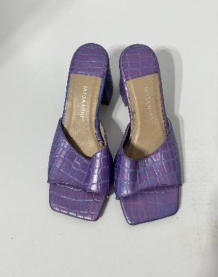 Purple Croc Heeled Mules