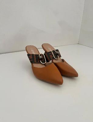 Brown Pointed Mule Heels Size 37