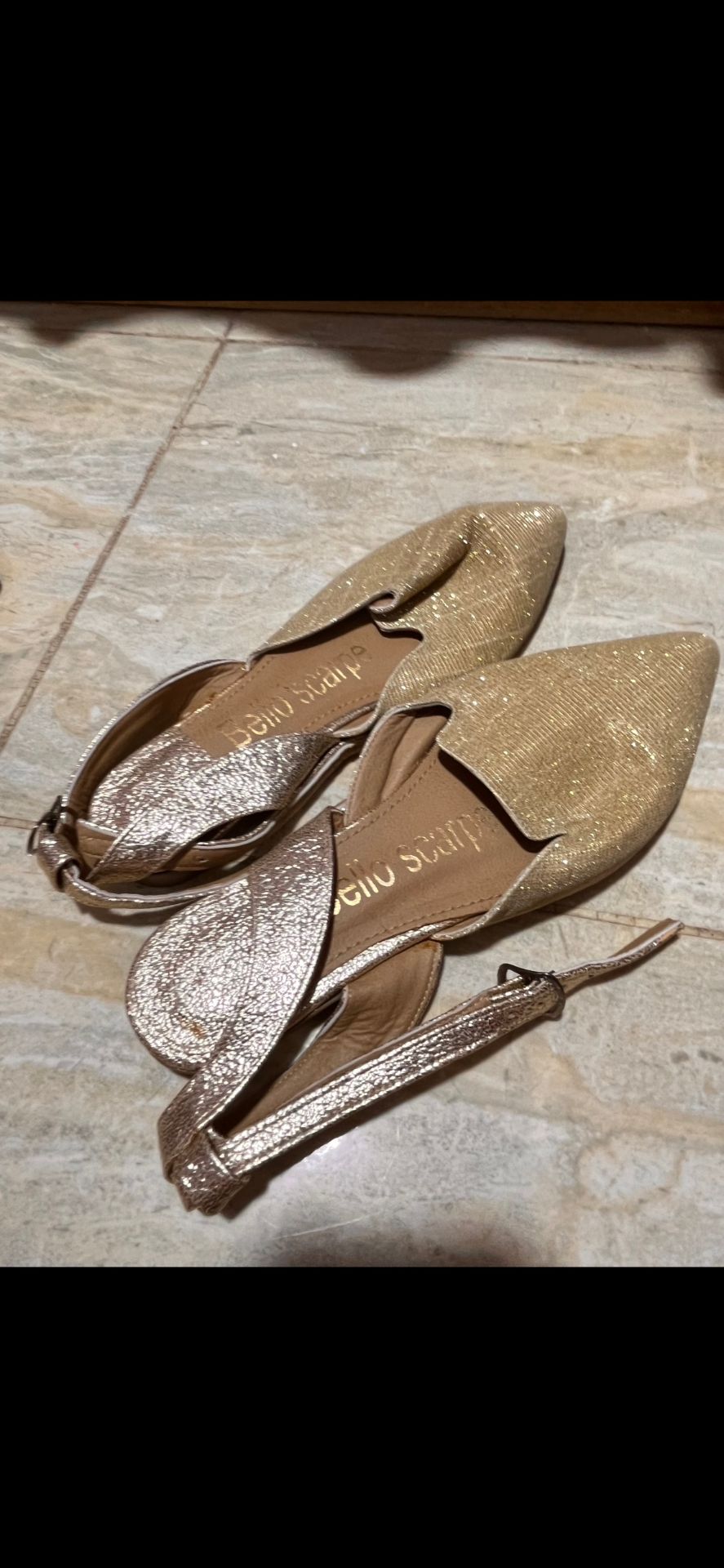 Gold Glitter Flat Shoes