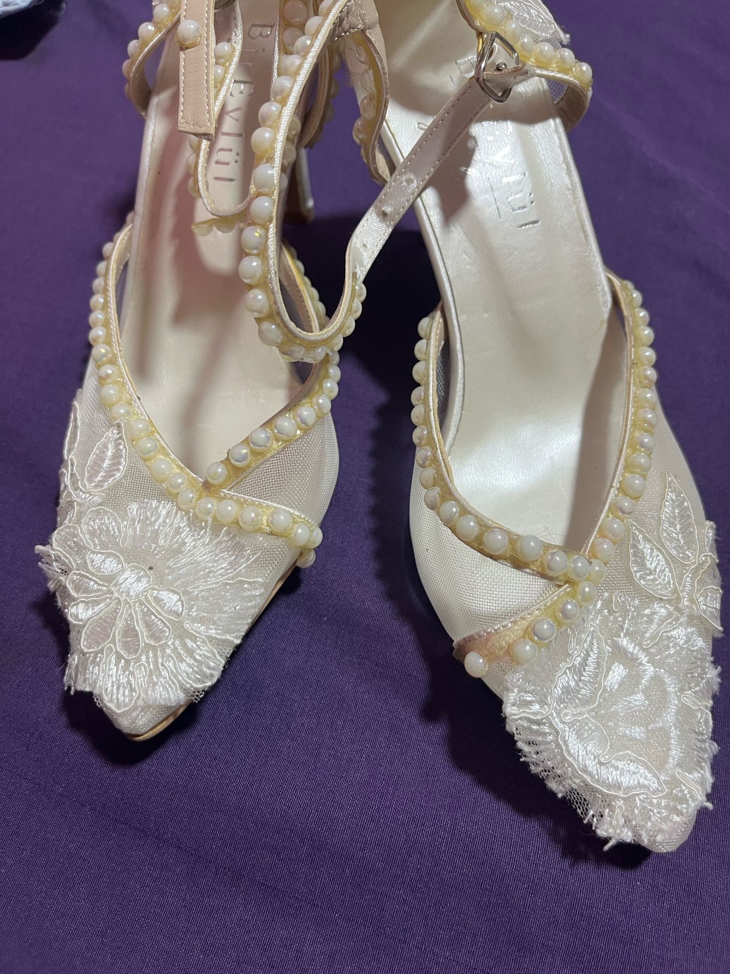 Pearl embroidered ballet pointe shoes