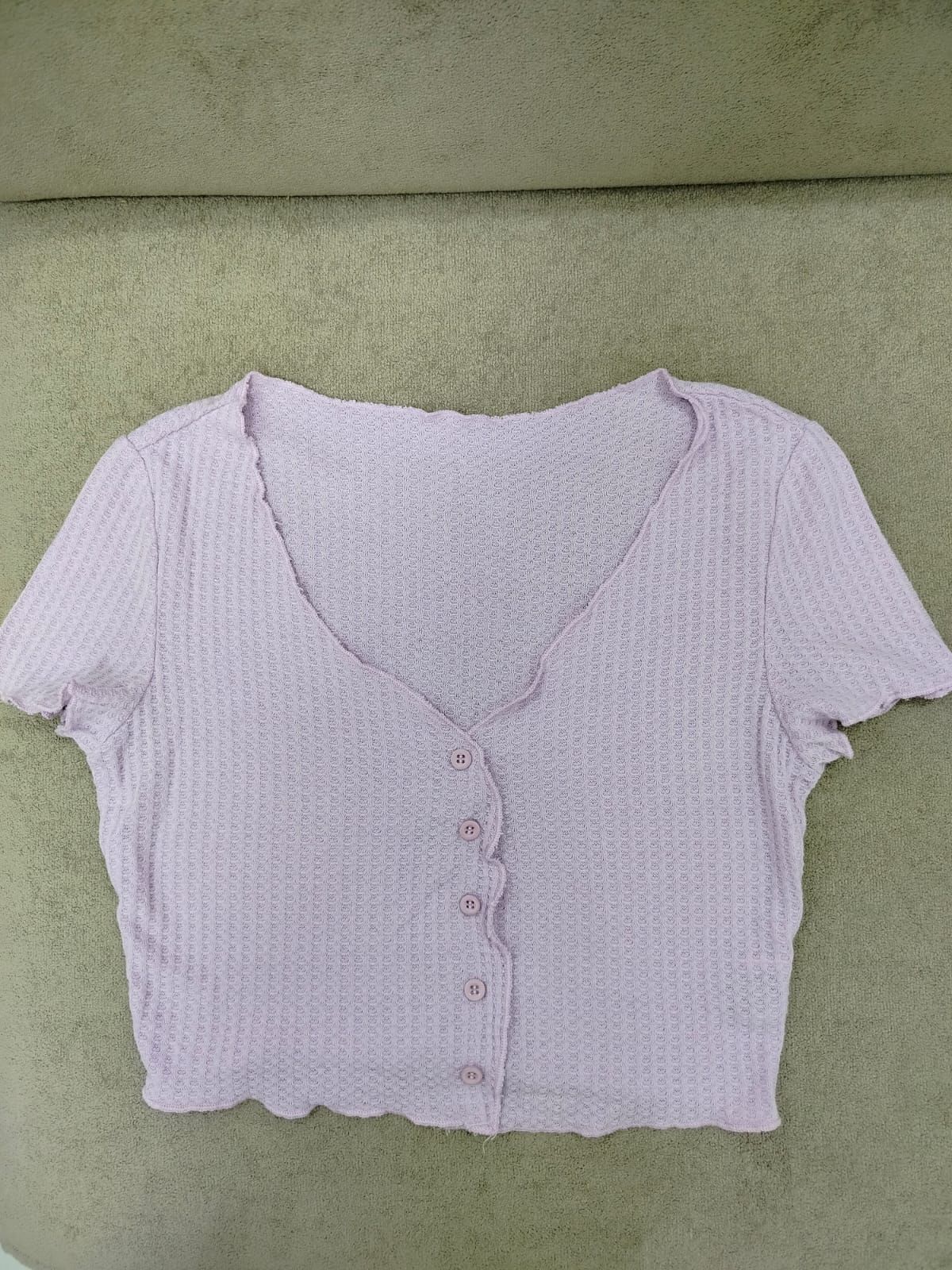 Lavender Ribbed Button Top