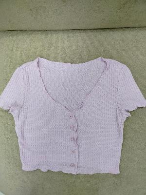Lavender Ribbed Button Top