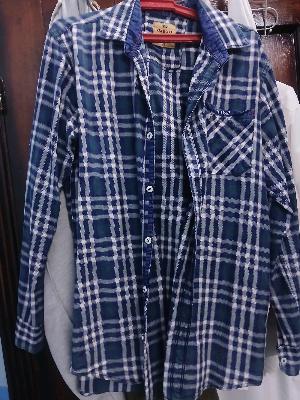 Hawaii plaid shirt blue white
