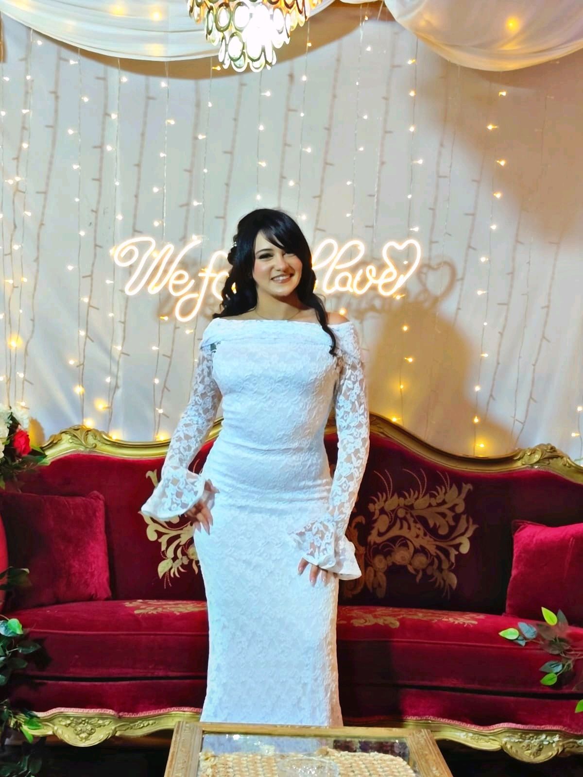 White Lace Long-Sleeve Dress
