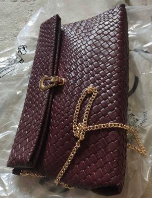 Burgundy Woven Clutch Bag