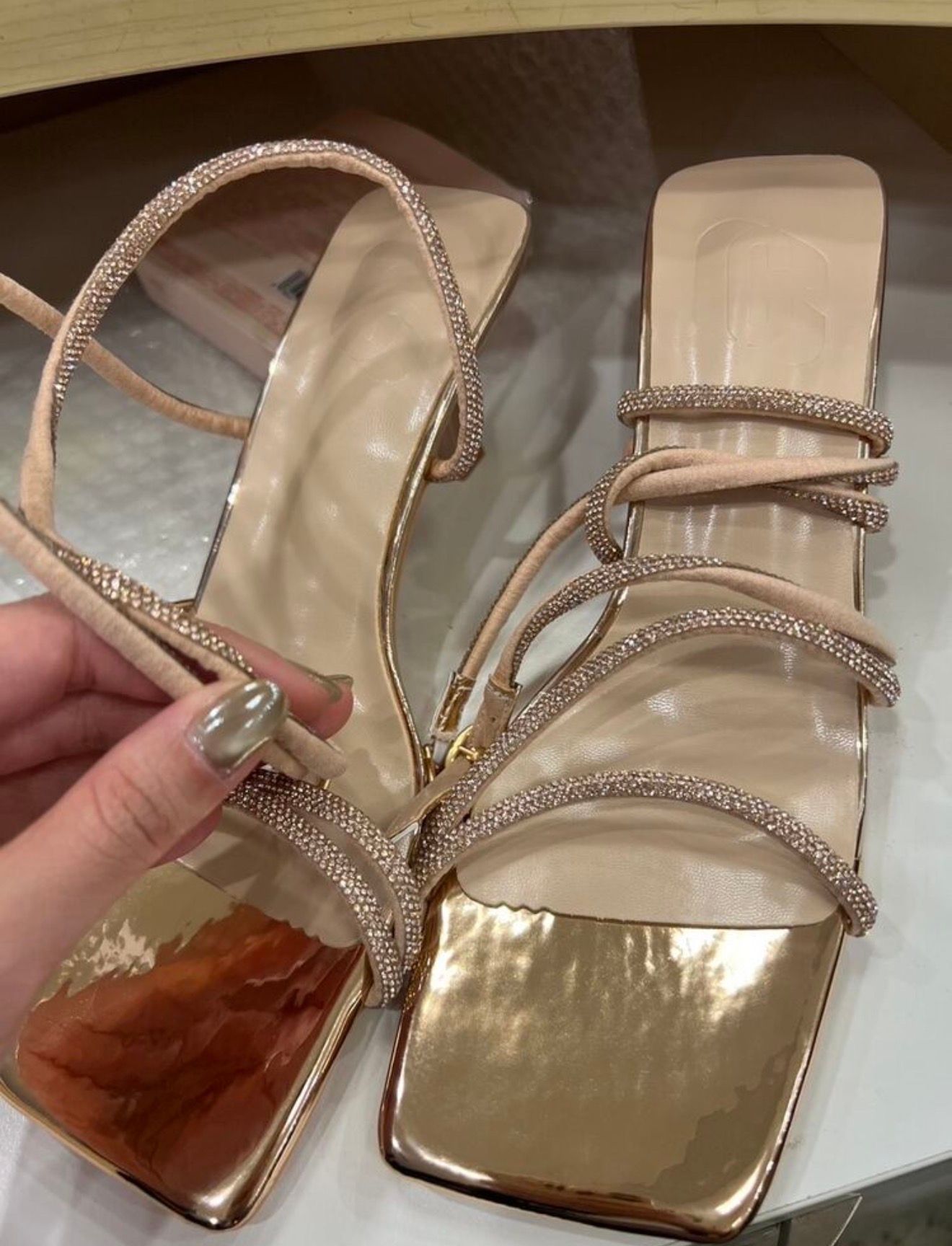 Rhinestone Strappy Heeled Sandals