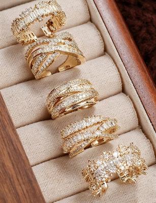 Gold Crystal Ring Set (5pcs)