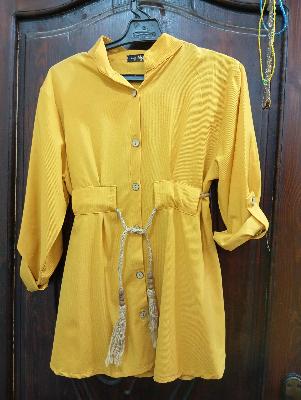 Yellow Button-Up Shirt Dress