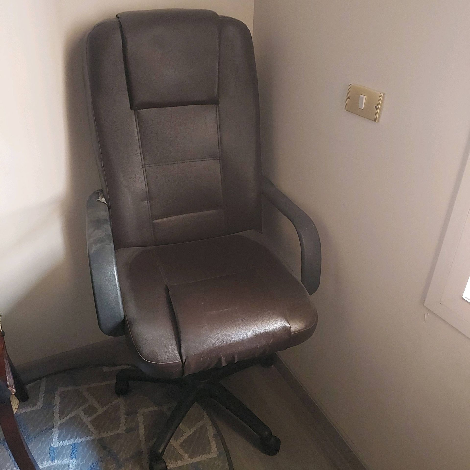 Brown leather office chair