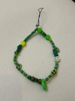 Green Beaded Phone Charm