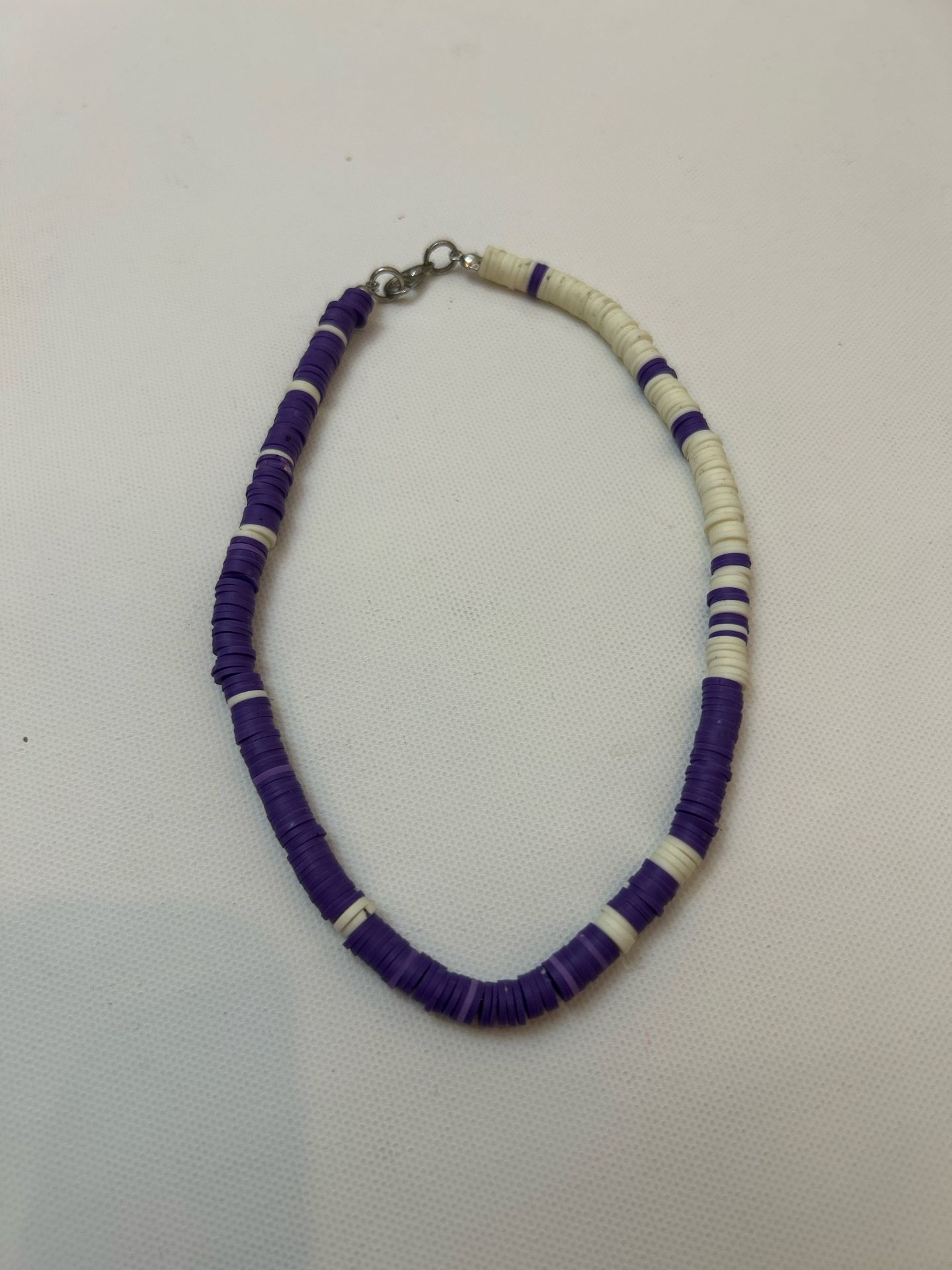 Purple & White Beaded Necklace