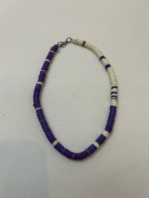 Purple & White Beaded Necklace