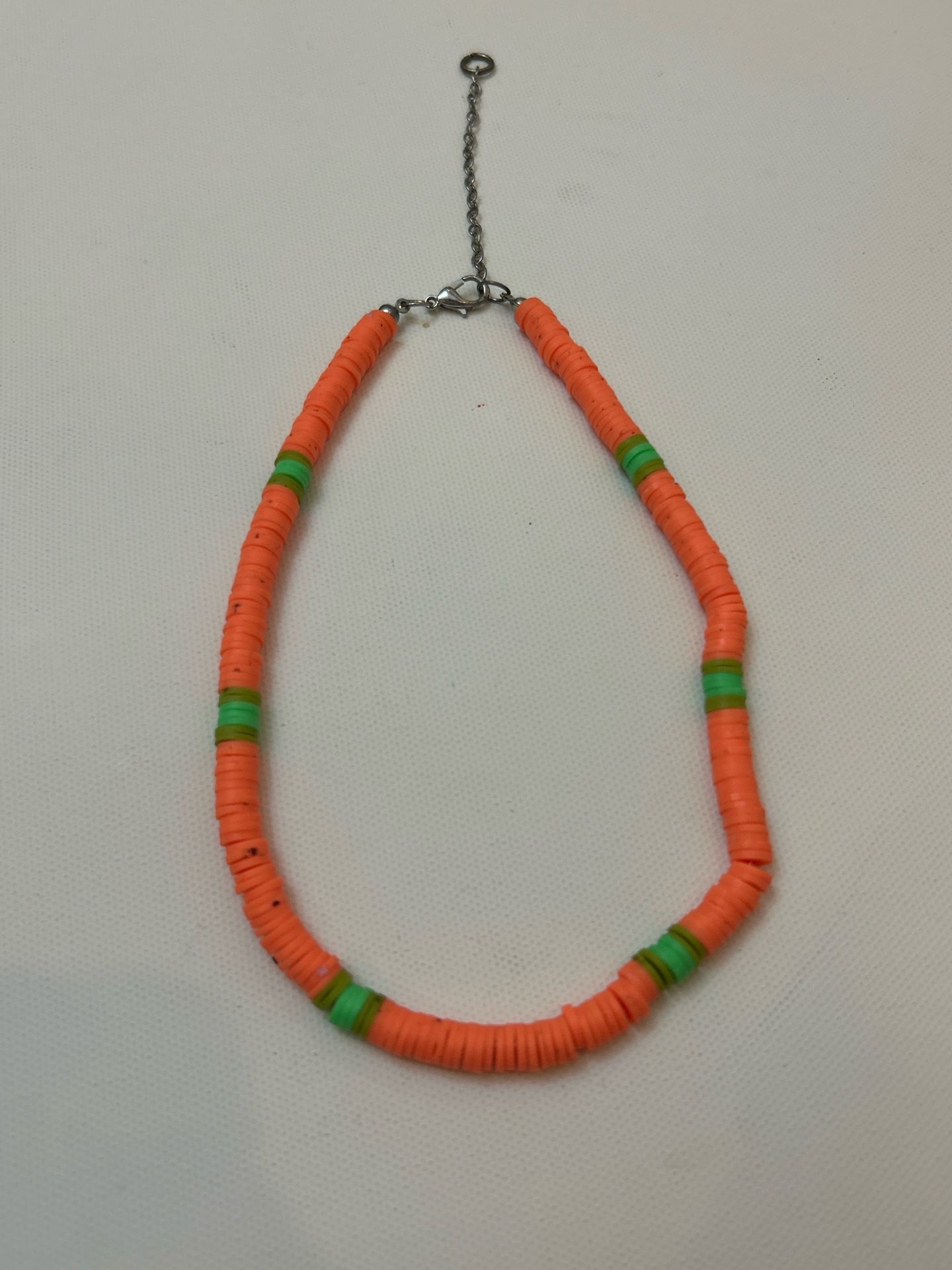 Beaded necklace orange green