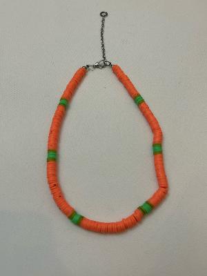 Beaded necklace orange green