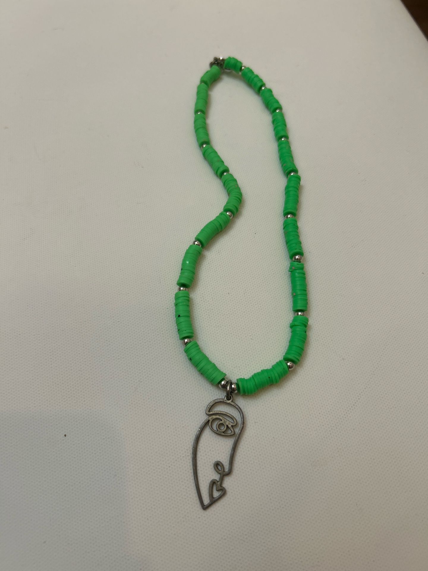 Green Beaded Necklace Pendant