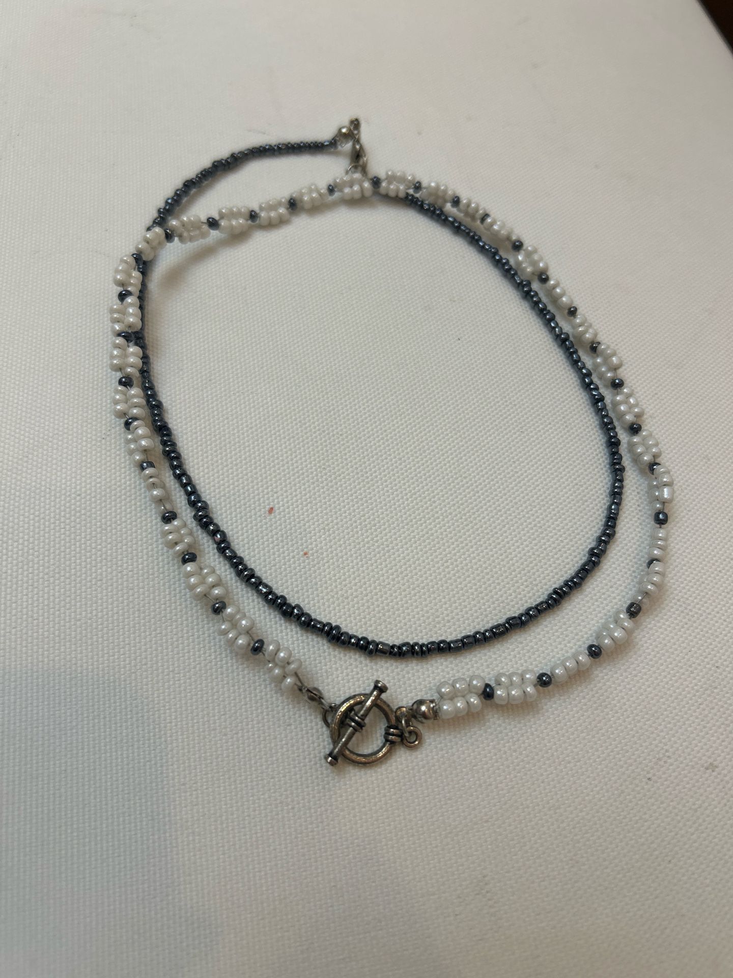 Beaded Necklace Pearl Black