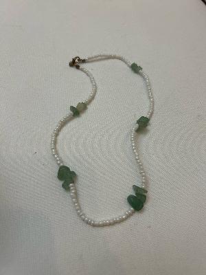 Pearl & Green Stone Necklace