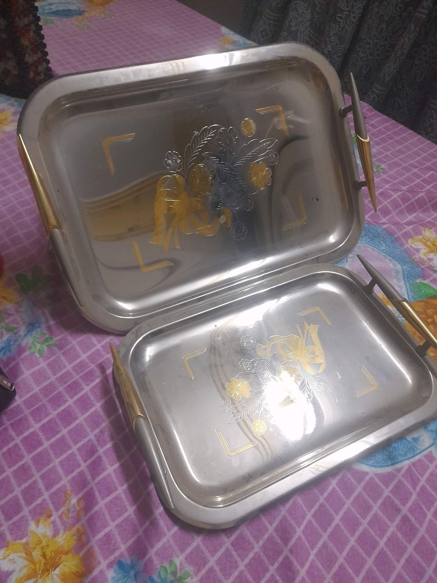 Decorative Metal Tray Set